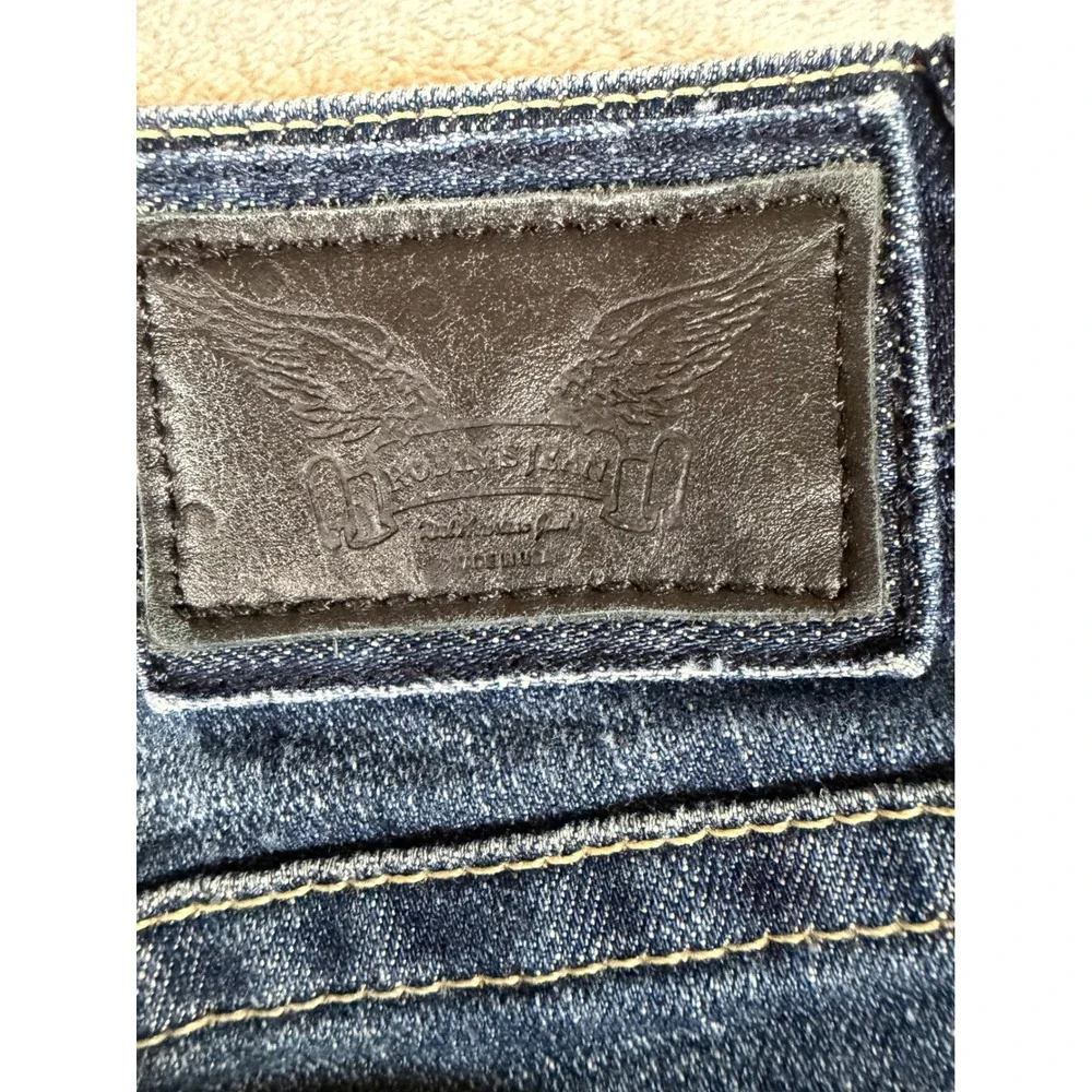 Robins Jean Black Garbot‎ Bootcut Wings Jeans Size 29 Medium Wash Made in USA